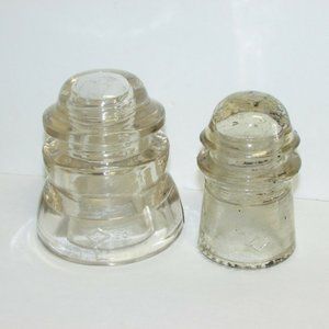 2 Vintage Insulators DOMINION GLASS of CANADA 9 & 42 Industrial Collectible